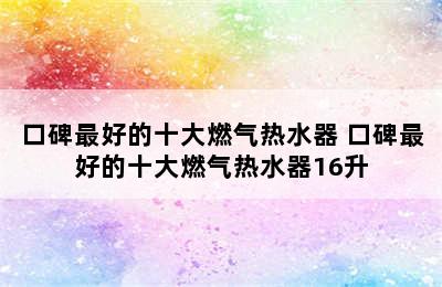 口碑最好的十大燃气热水器 口碑最好的十大燃气热水器16升